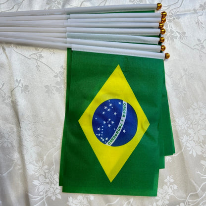 Bandeira de mão do Brasil Pacote com 50 mini bandeiras de mão Brasil, bandeira brasileira