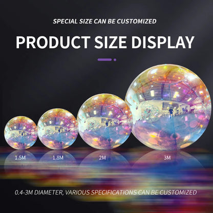 Bola espelhada inflável dourada, bolas brilhantes grandes esferas refletivas reutilizáveis