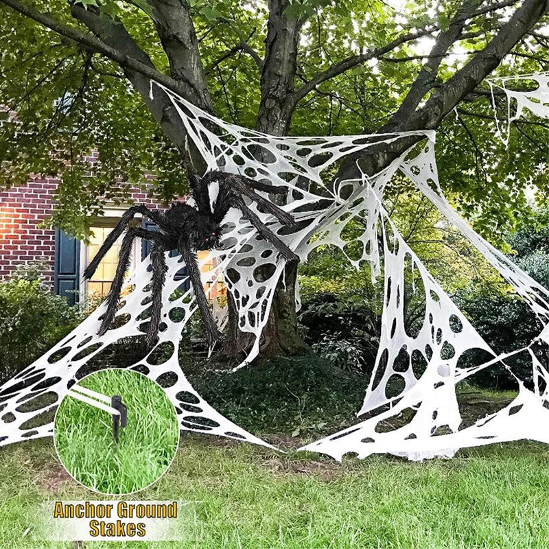 Decorações de teia de aranha para o dia das bruxas ao ar livre – Decoração de teia aranha