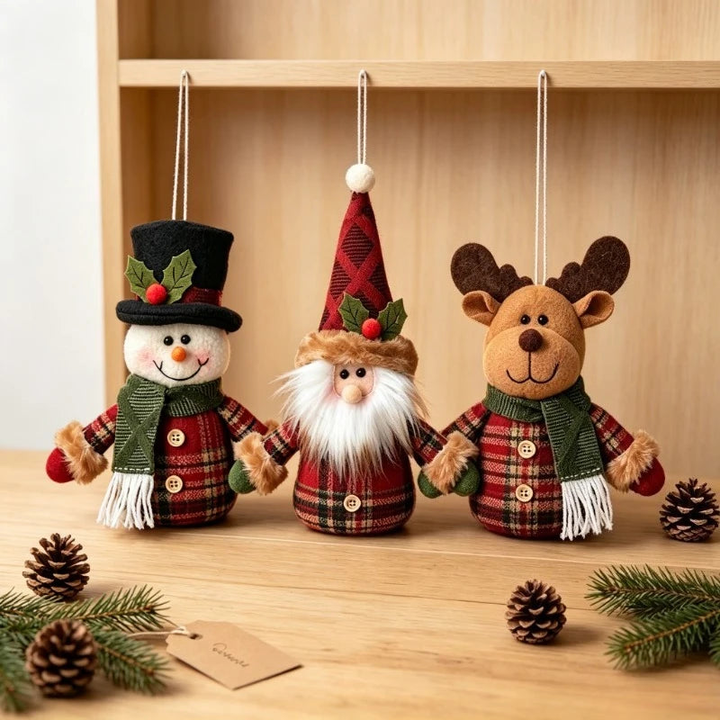 Boneco de Papai Pingente Noel Fofo em Forma de Cervo, Boneca de Natal, Enfeite Pendurar