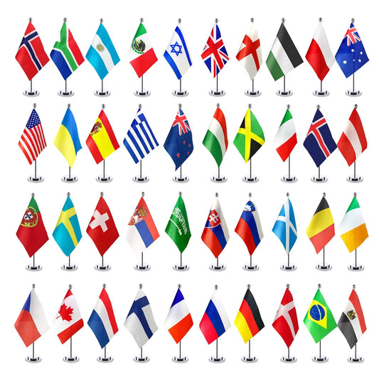 Bandeiras de mesa de 14 países pequenas bandeiras de mesa internacionais pequenas