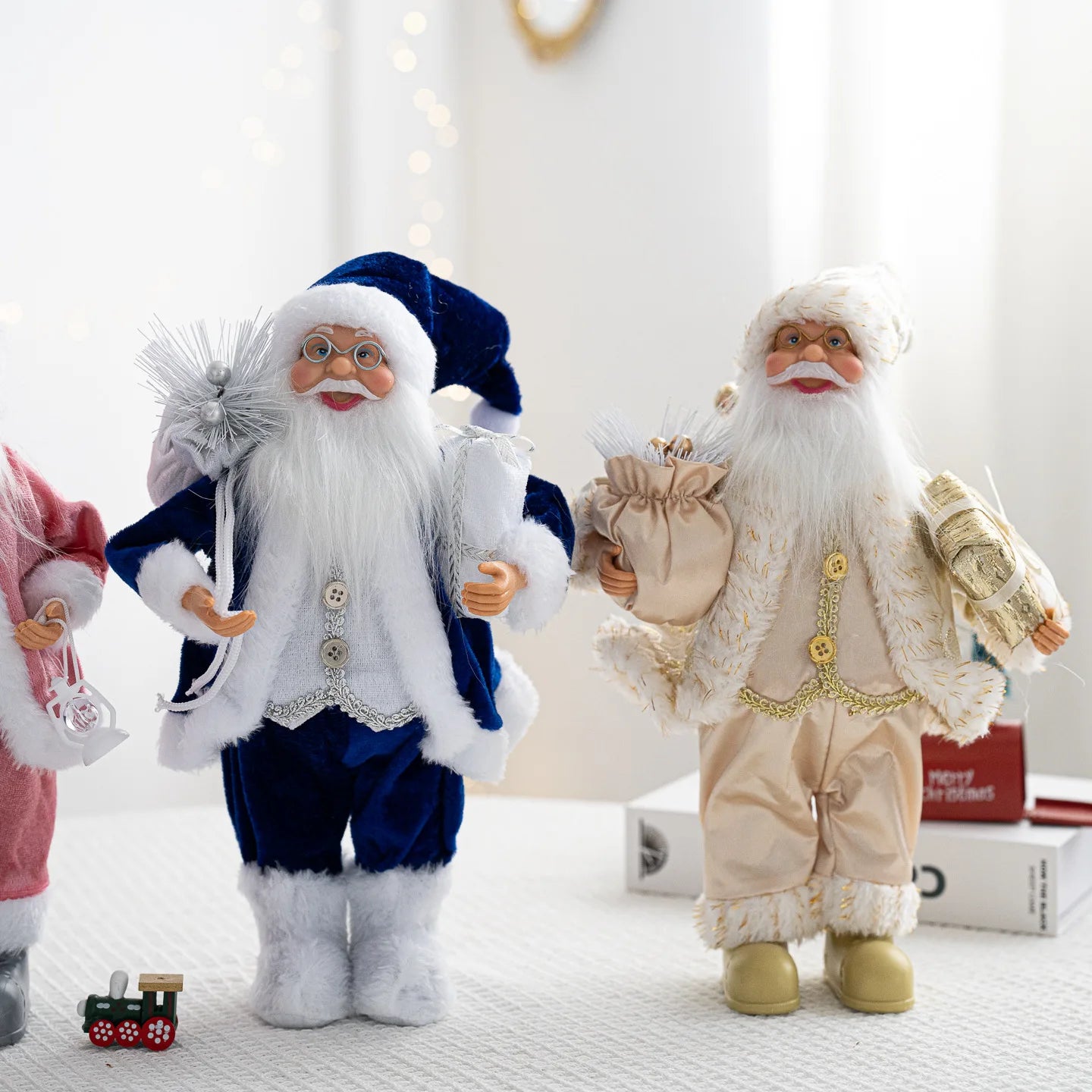Boneco Papai Noel Lanterna Vermelho decoração de mesa de papai Noel de 30CM*11.81