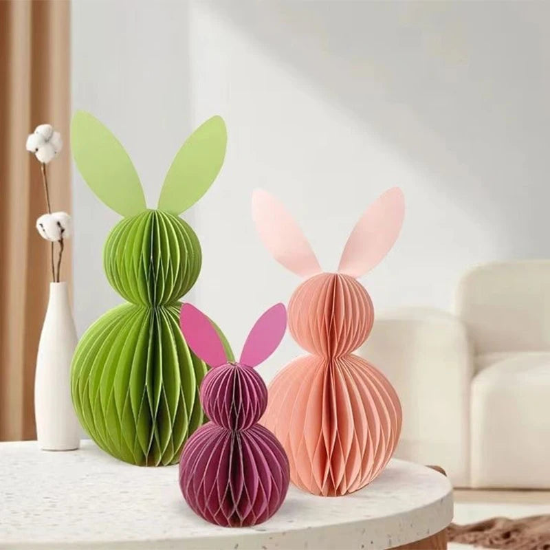 Coelho da Páscoa de Papel Decoração de Páscoa, Conjunto de 2 Peças de Centro de Mesa