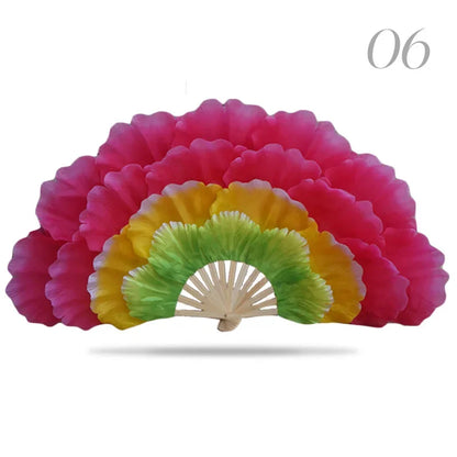 Leque Retrô Dobrável Peônia Flor Fã de seda dança, fã dança nacional, ventilador dobrável