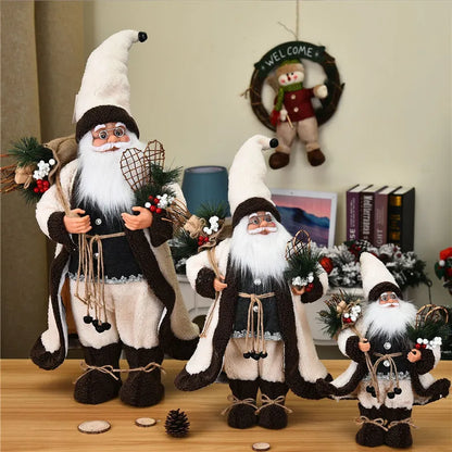 Boneco de Papai Noel em pé, enfeite de Natal para festa de Natal, lareira e férias 40cm