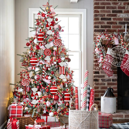 Pingente pirulito Natal pingente de bengala doce vermelha com pirulito de natal 3/6 pcs