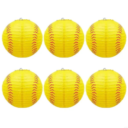 6 Peças lanternas de papel esportivas 20,32 cm beisebol basquete futebol esportes