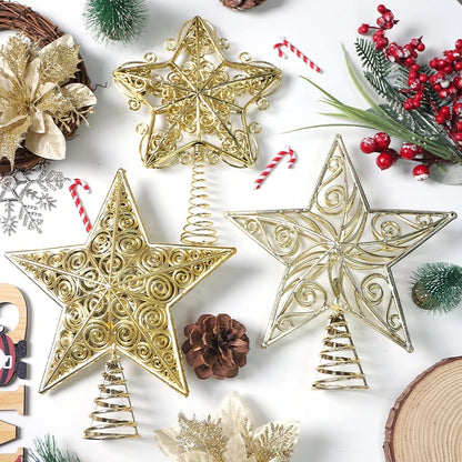 Ponteira Estrela Brilhante Glitter Dourada Ponteira Estrela Árvore De Natal 20cm Glitter