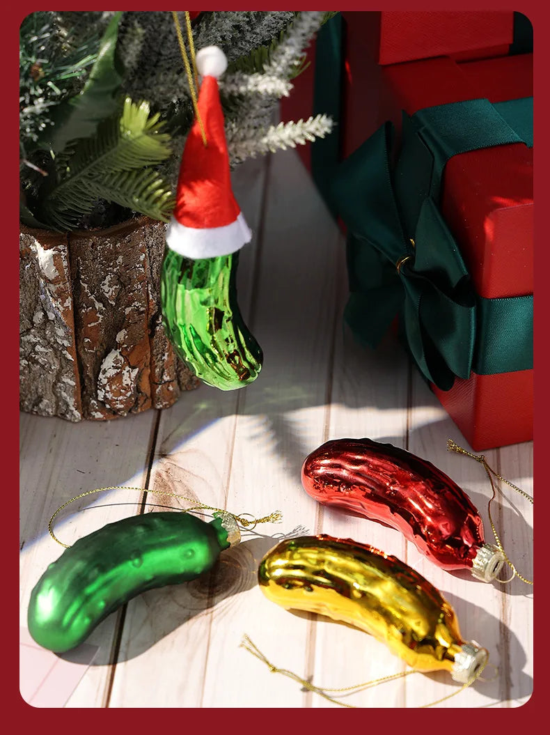 Pepino natalino decorativo 1 peça enfeites de natal em formato picles, decoração natalina