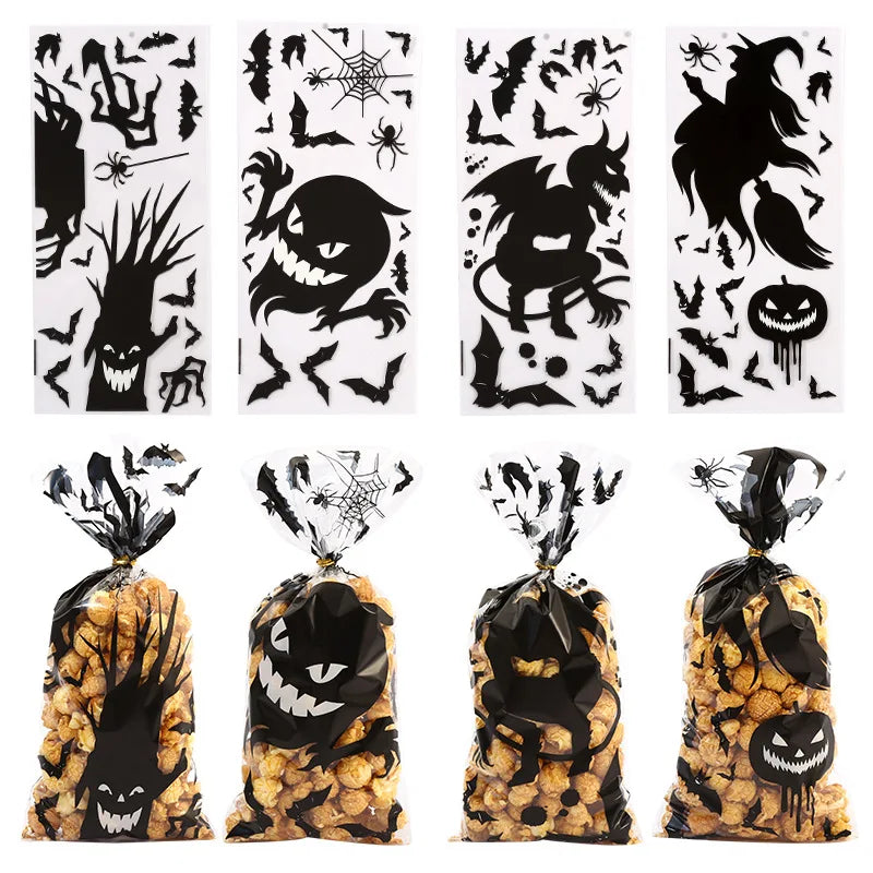 Sacolinha Fantasma Abóbora Feliz Halloween 50 Peças sacos de guloseimas de celofane
