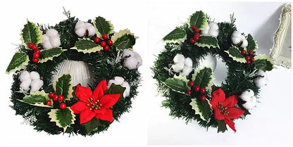 Guirlanda de flores de algodão seco, guirlanda de Natal, pingente de porta, decoração