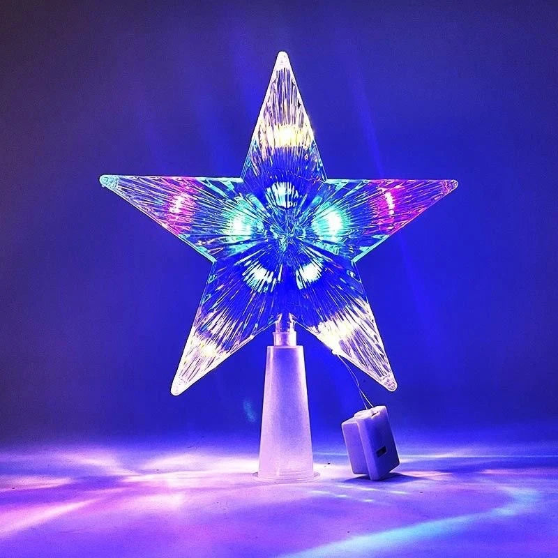 Estrela Ponteira para Árvore de Natal Colorida LED, 15 cm, Pisca-Pisca