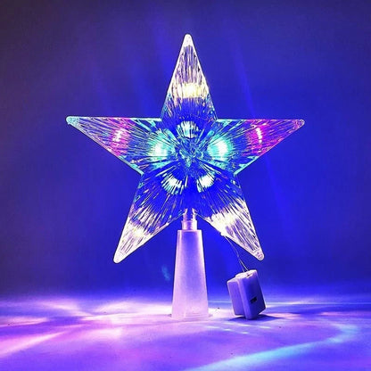 Estrela Ponteira para Árvore de Natal Colorida LED, 15 cm, Pisca-Pisca