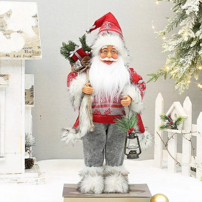 Bonecos de Papai Noel artesanais e fofos, figuras chiques de Papai Noel