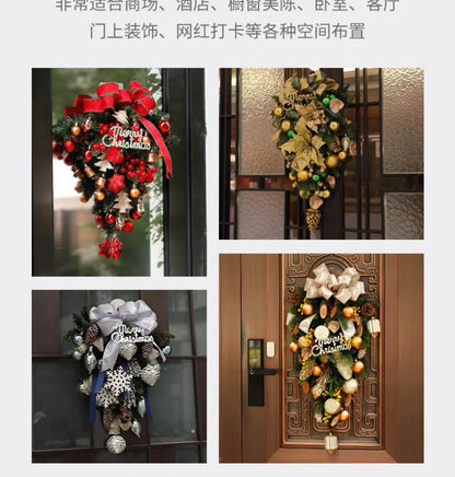 Guirlanda de Natal Nevada com Bolas Vermelhas, Pinhas e Azevinhos - Decoração Natalina