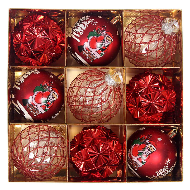 Bola de Natal 9 Peças Enfeites de Natal 3" Enfeites de Bola Natal Inquebrável Transparente