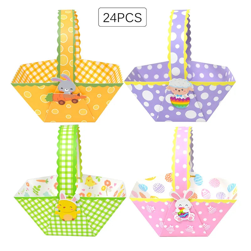 Caixas de presente de Páscoa, pacote com 24 unidades, mini cestas papel  cesta de Páscoa