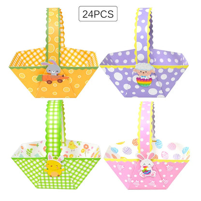 Caixas de presente de Páscoa, pacote com 24 unidades, mini cestas papel  cesta de Páscoa