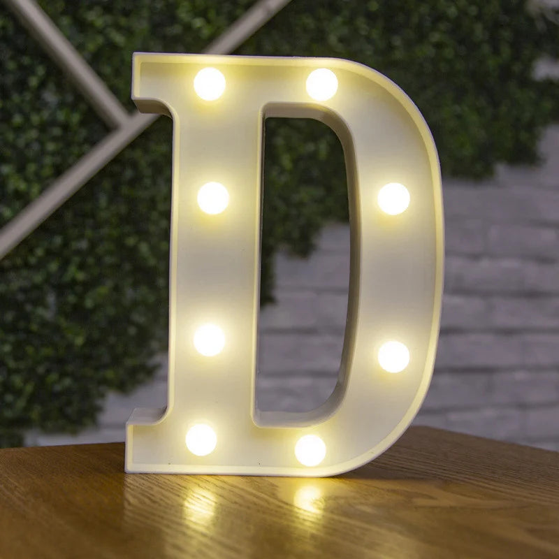 Letras de LED para letreiros, 26 letras iluminadas do alfabeto, luzes LED alimentadas