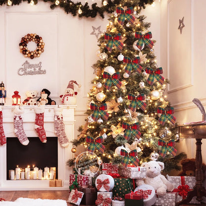 Kit 10/20 peças Laços Grande Vermelho com Telinha Decoração Árvore Guirlanda Natal