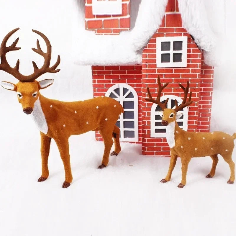 Rena de Natal Adorável Alce Escultura de Natal Design Realista Mini Enfeites de Veado