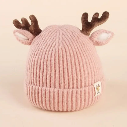 Gorro infantil de tricô para inverno, gorro macio e quente para bebês com chifre