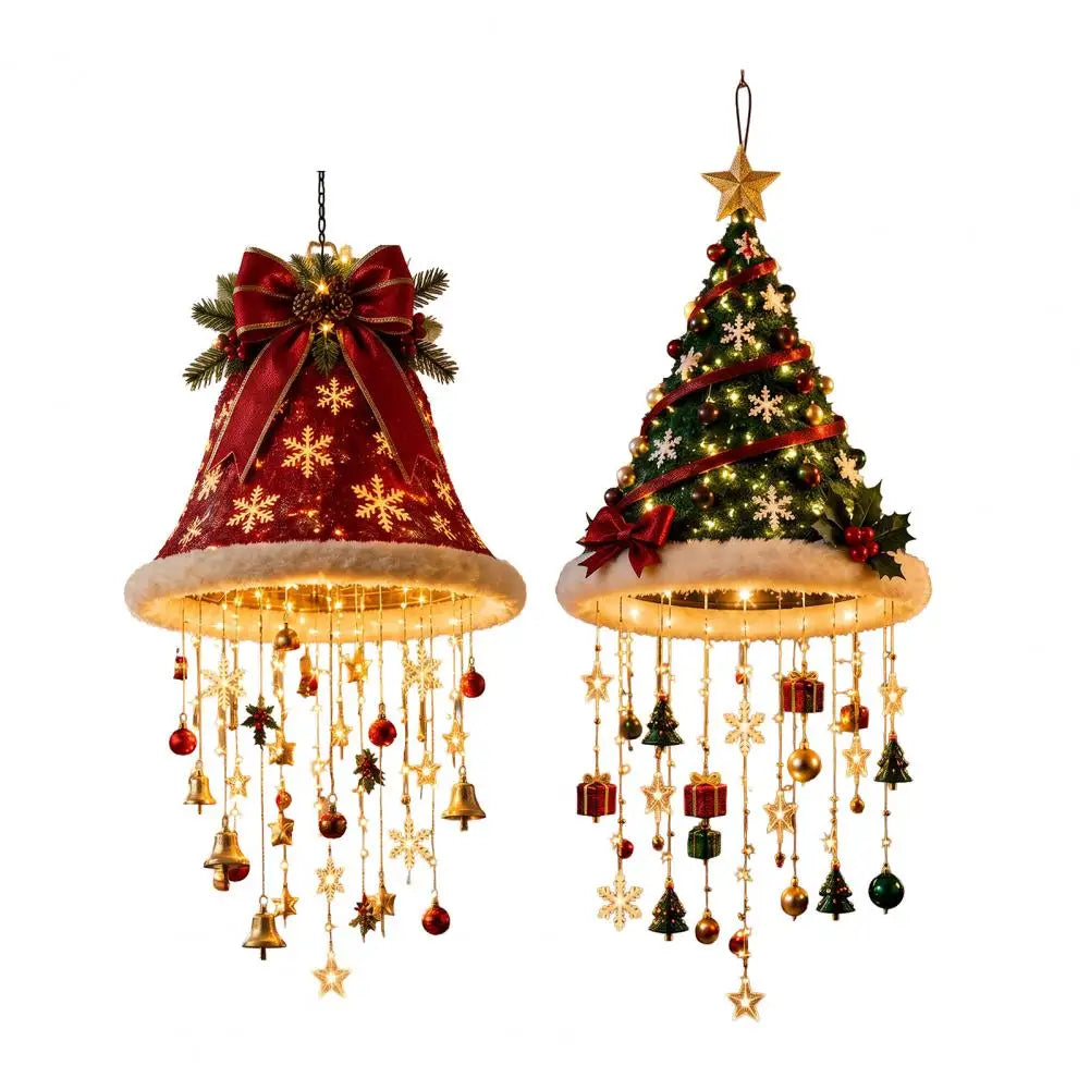 Luminária Pendente / Enfeite de Natal em Formato de Sino ou Chapéu de Papai Noel com LED