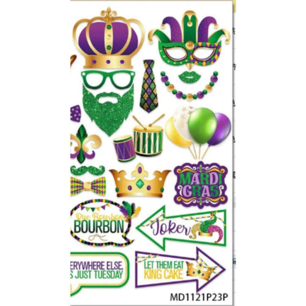 Kit com 35 peças de adereços para cabine de fotos do Carnaval, artigos festa à fantasia