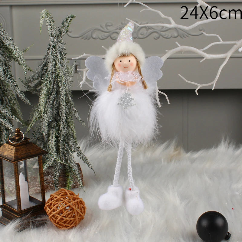 Pingente Anjo Natal Decoração de menina anjo de natal | Pingente de boneca anjo pelúcia