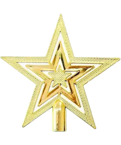 Enfeite Árvore Natal Estrela Ouro Ponteira Estrela Vazada Para Árvore Natal Dourada 19cm