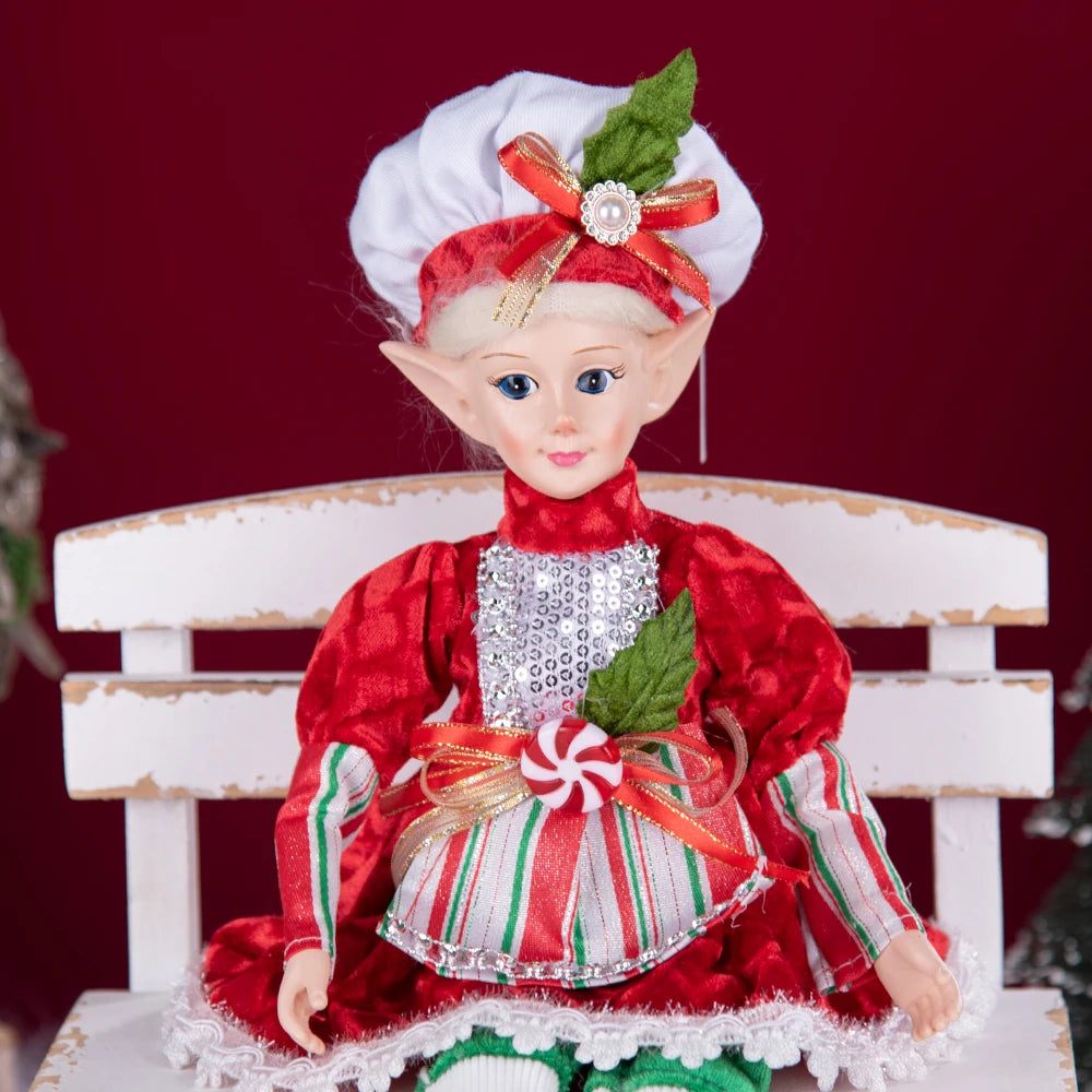 Elfo de Natal, 38cm Macios e Adoráveis Enfeites de Árvore de Natal de Elfos para Árvore de Natal