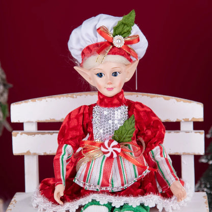 Elfo de Natal, 38cm Macios e Adoráveis Enfeites de Árvore de Natal de Elfos para Árvore de Natal