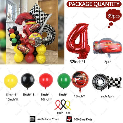 Kit Festa Balão Metalizado Carros Mcqueen Troféu, Kit Com 39 peças Balões Cor Colorido