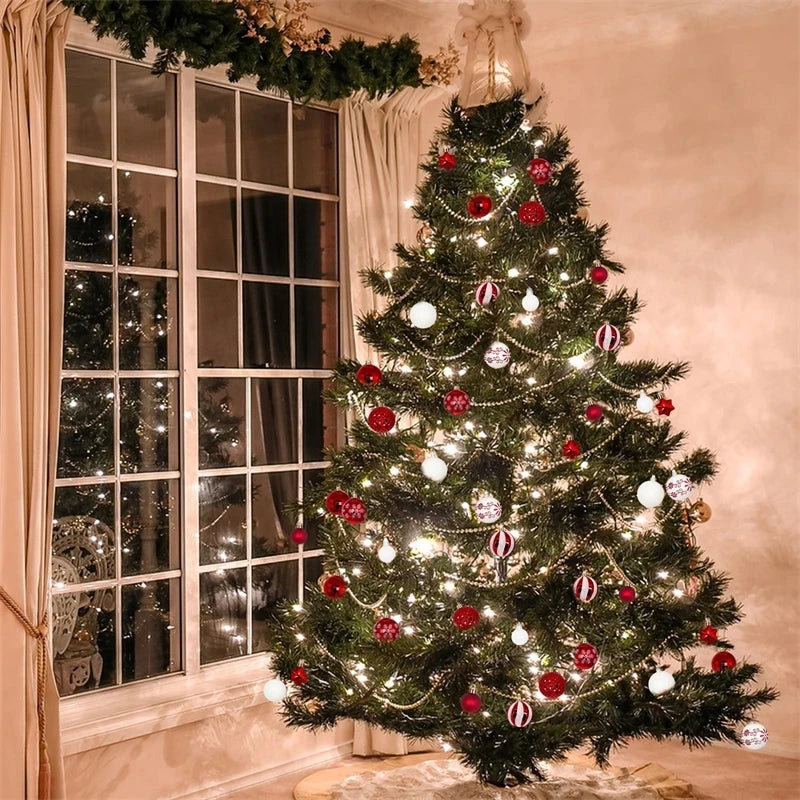 Bolas Natal 44 Unidades de Bolas para Enfeitar Árvore de Natal, Ouro Branco, Tamanho Real