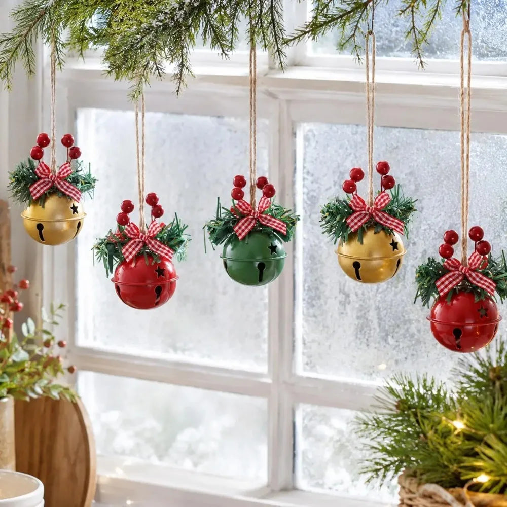 Sino de Natal Dourado/Vermelho/Verde 3 peças Sino de Natal Ornamento de Sino de Metal