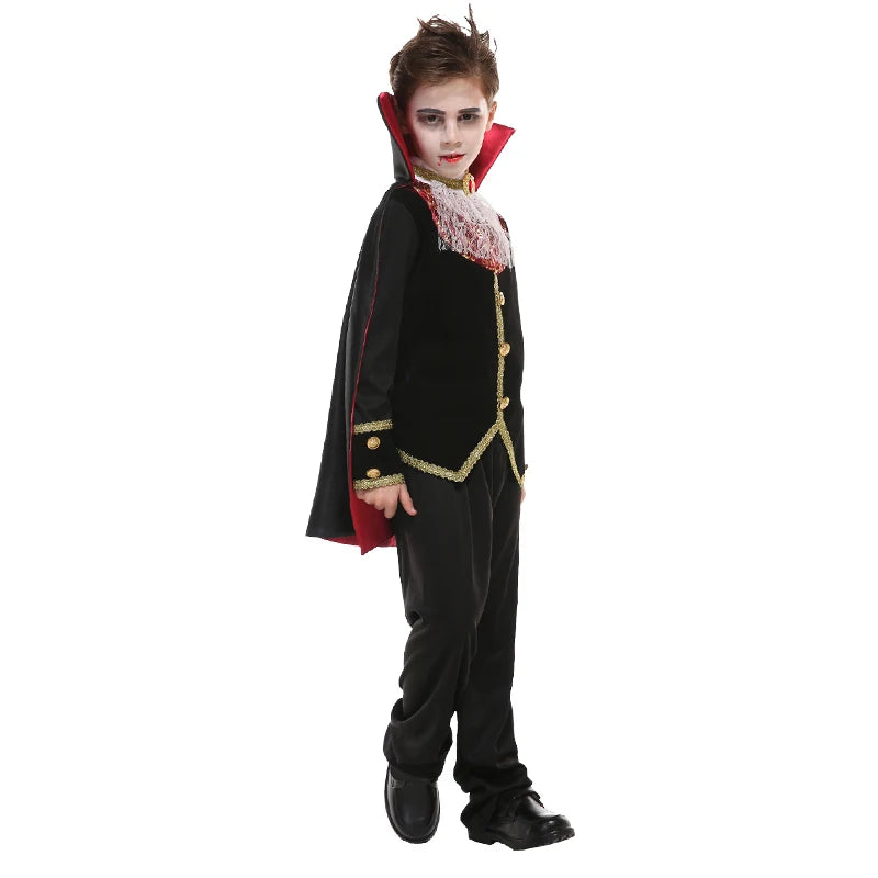 Fantasia Infantil Drácula Vampiro Halloween Cosplay + Capa