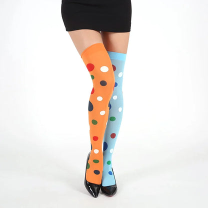 Meia calça infantil algodão bolinhas coloridas inverno e Meias altas até o joelho bolinhas