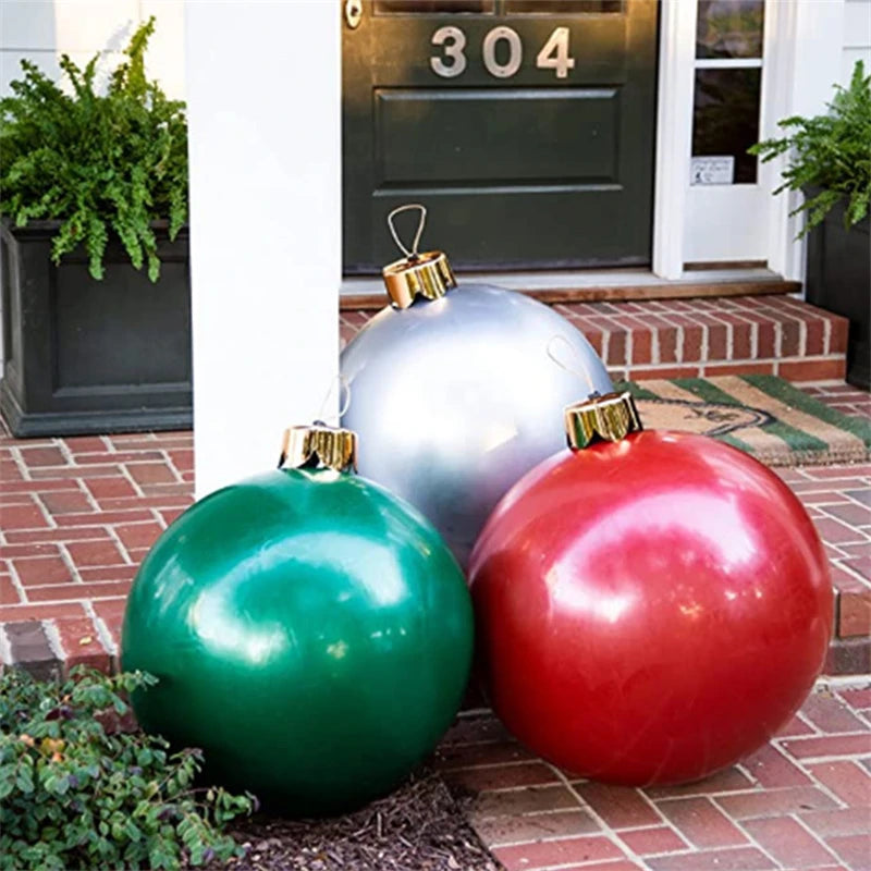 Bolas infláveis de decoração de Natal ao ar livre, grandes enfeites 65 cm