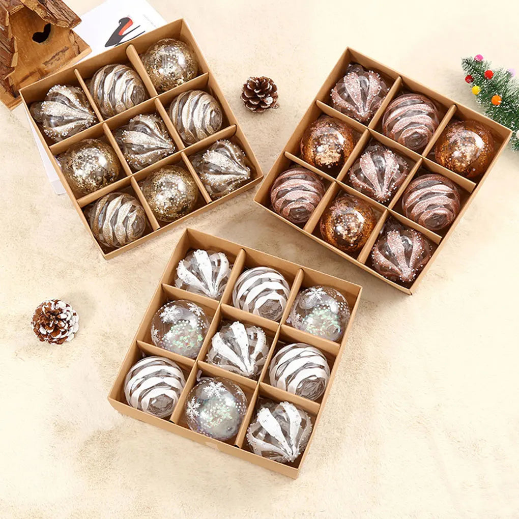 Bola de Natal Colgante de Plástico com Forma de Bolas 9 Peças Enfeites de Bola de Natal