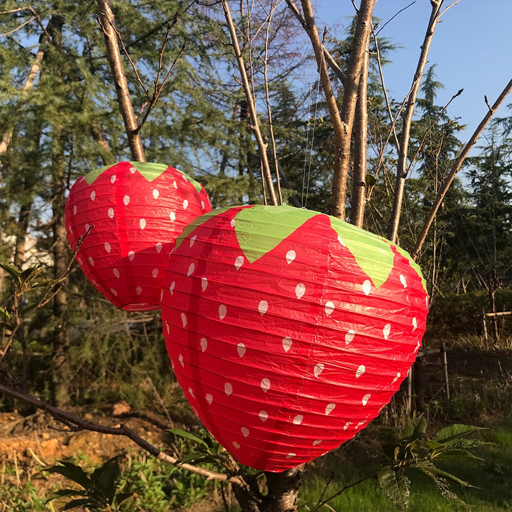 Lanternas de papel de morango, decoração de morango 3D pendurada com 1 peças