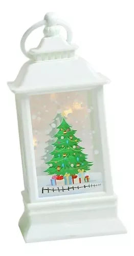 Mini enfeite de árvore de Natal com lanterna LED (branco)