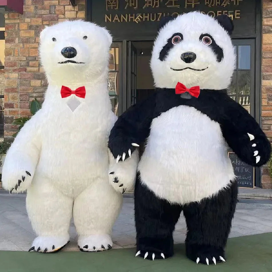 Fantasia Urso Polar Inflável Natal Mascote Traje kit Completo Mascote para Natal