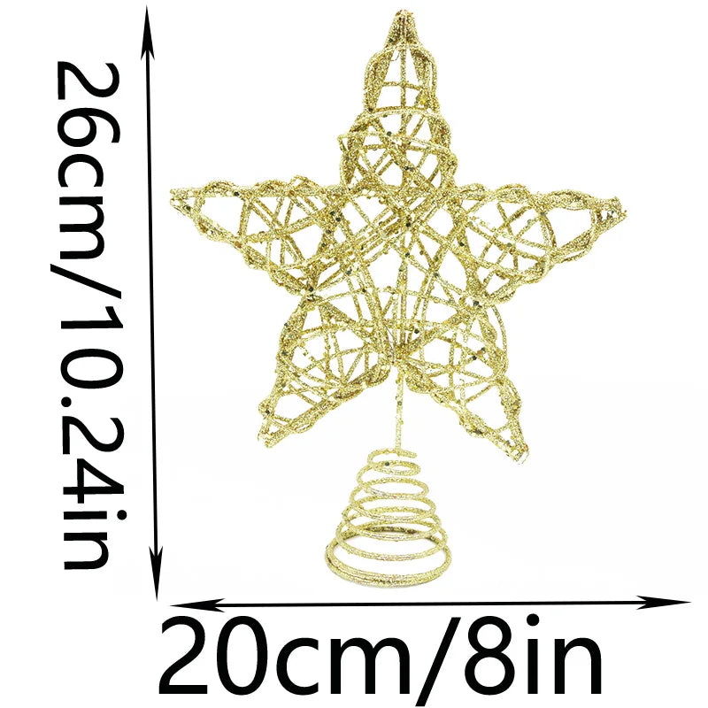 Ponteira Para Árvore De Natal Estrela Rose Com Glitter