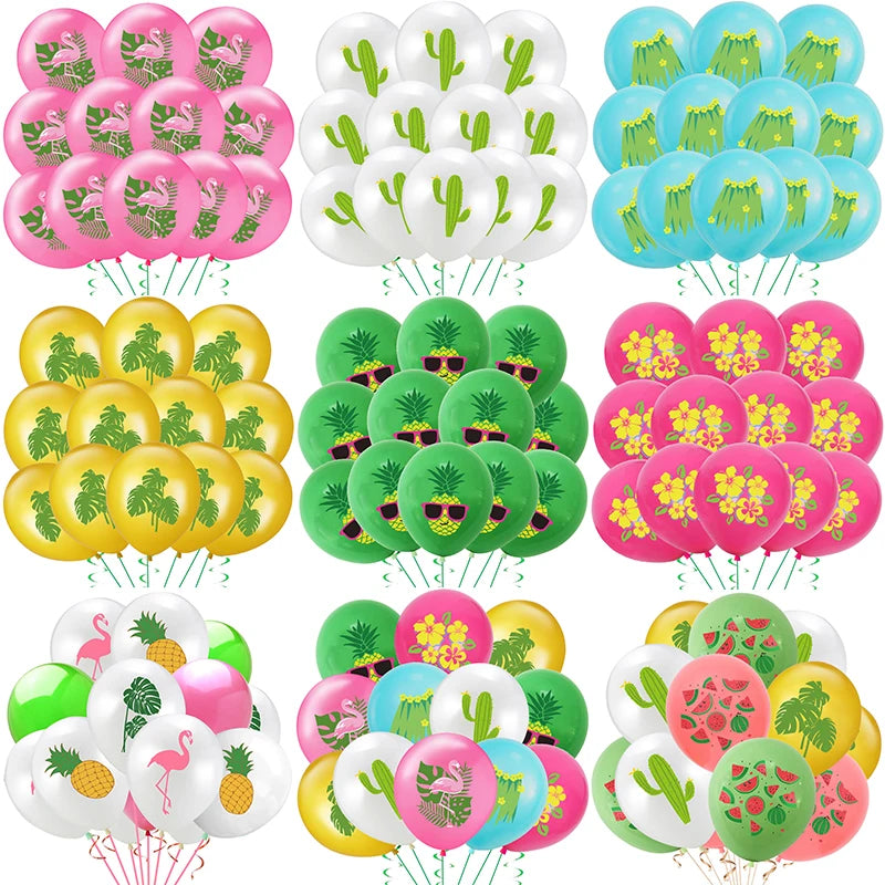 12 Peças Balões Festivos de Folhas de Aniversário Balões Verdes para Decoração Havaiana