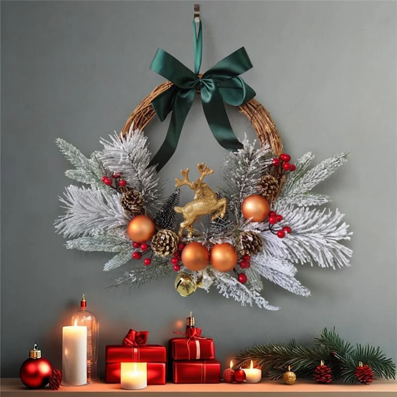 Guirlanda pequena, enfeites de natal, decoração de atmosfera guirlanda Natal artificial porta