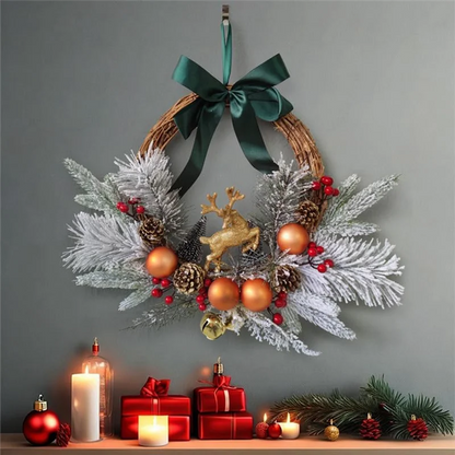 Guirlanda pequena, enfeites de natal, decoração de atmosfera guirlanda Natal artificial porta