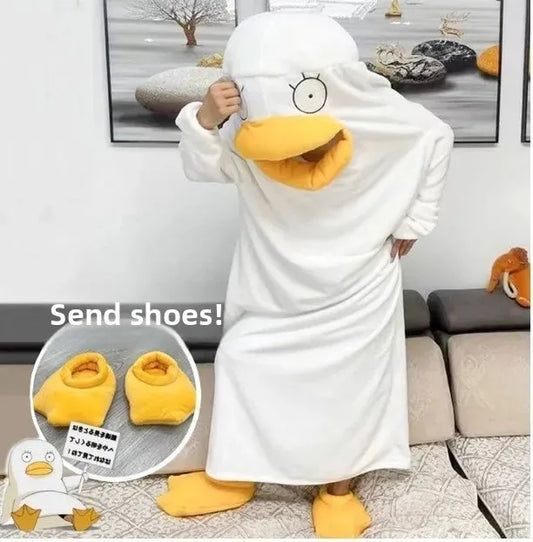 Fantasia Adulto Pintinho Pijama para Adulto - Traje Cosplay de Pelúcia Pato Flanela Traje