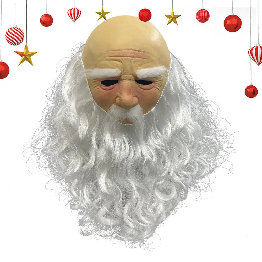 Fantasia Máscara Papai Noel com Barba Cabelo pelúcia - Natal