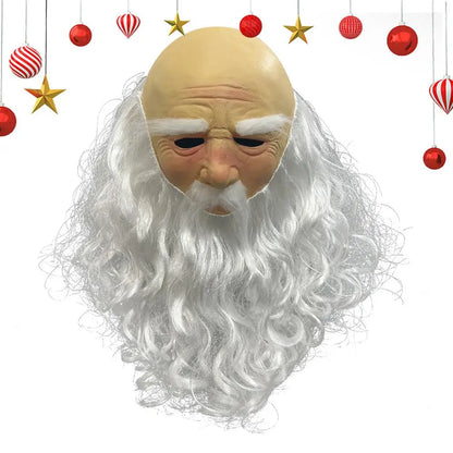 Fantasia Máscara Papai Noel com Barba Cabelo pelúcia - Natal