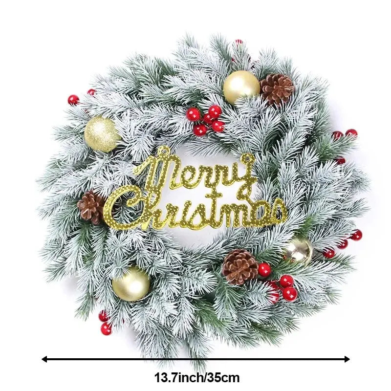 Guirlanda de natal porta pendurado círculo artificial grinalda decorações de natal